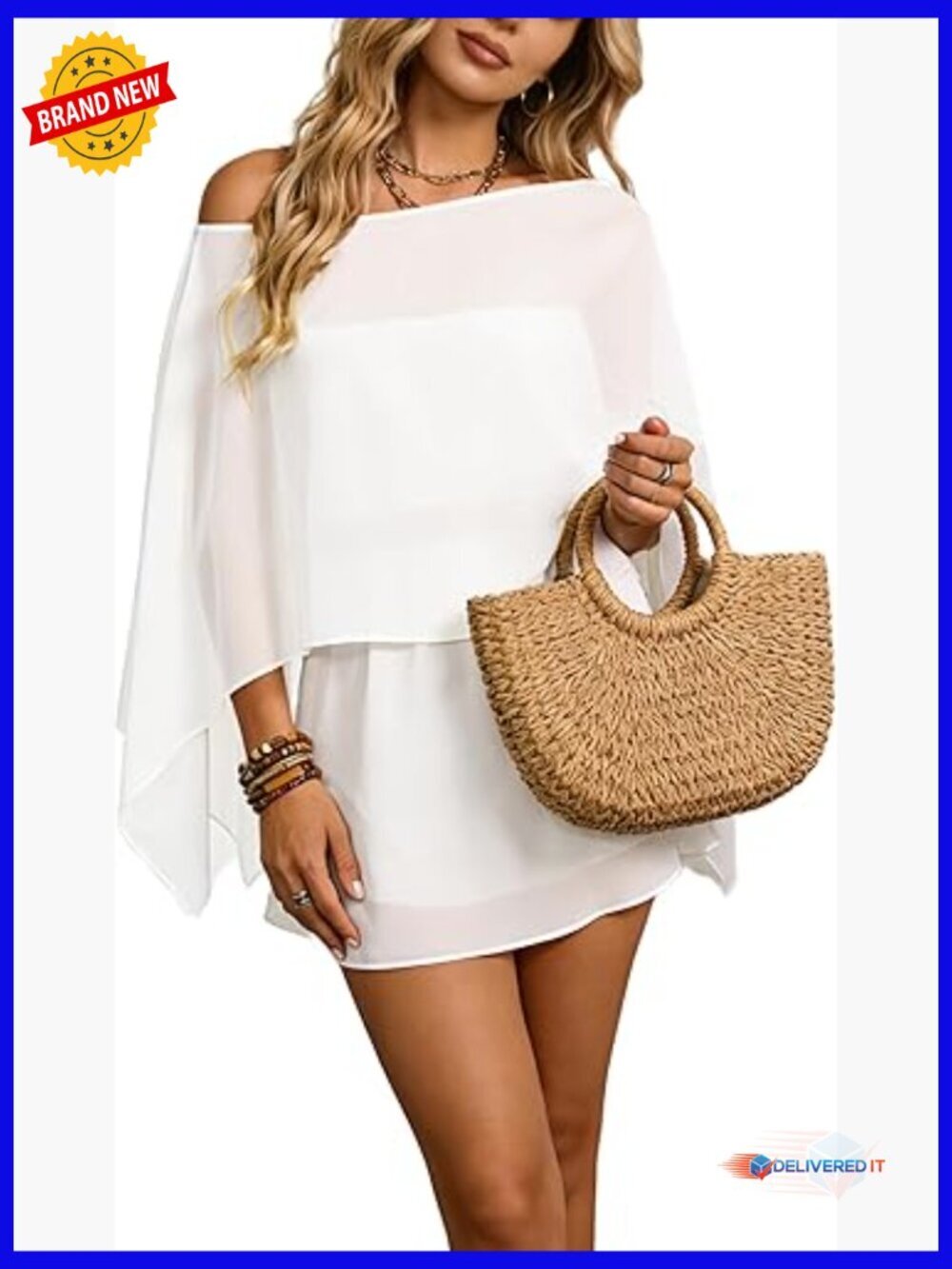 Women's Chiffon 3-Piece Matching Set: Smock Top, Tube, Skirt for Vacation